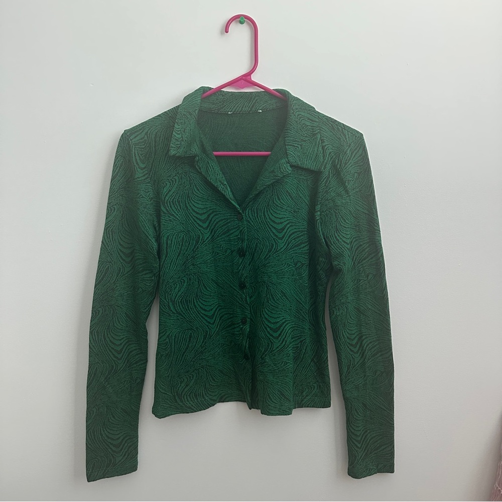 ZARA Green/Black Jacquard Shirt
